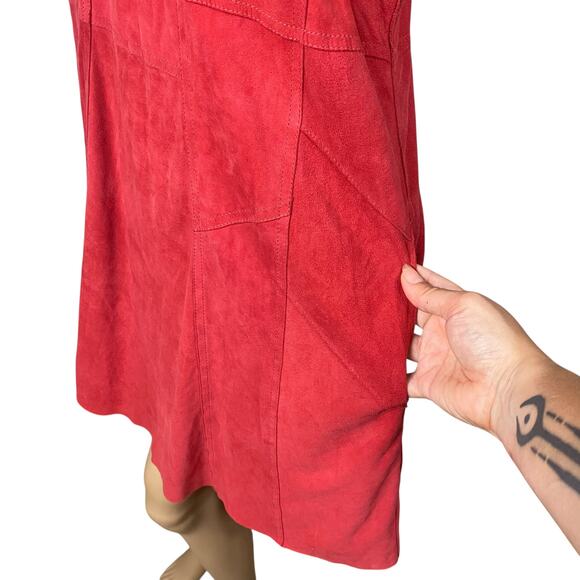 Free People Meet in The Middle Red Goat Suede Slip Dress SZ S - Picture 5 of 11